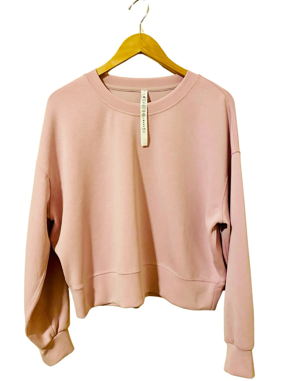 Lululemon Softstreme Perfectly Oversized Cropped Crew in Pink Peony, size 8.